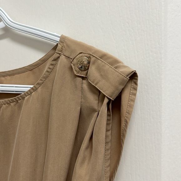 GUESS Cargo Cinched Waist Short Sleeve Mini Dress | Size XS Camel - Picture 4 of 8